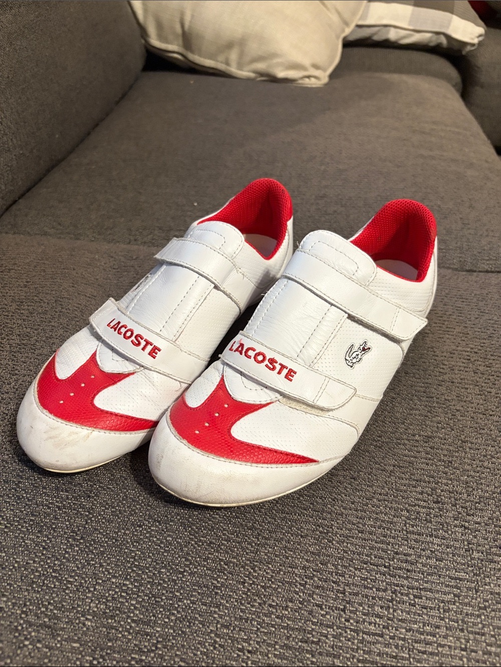 Lacoste Women’s White and Red Velcro Athletic Sneakers